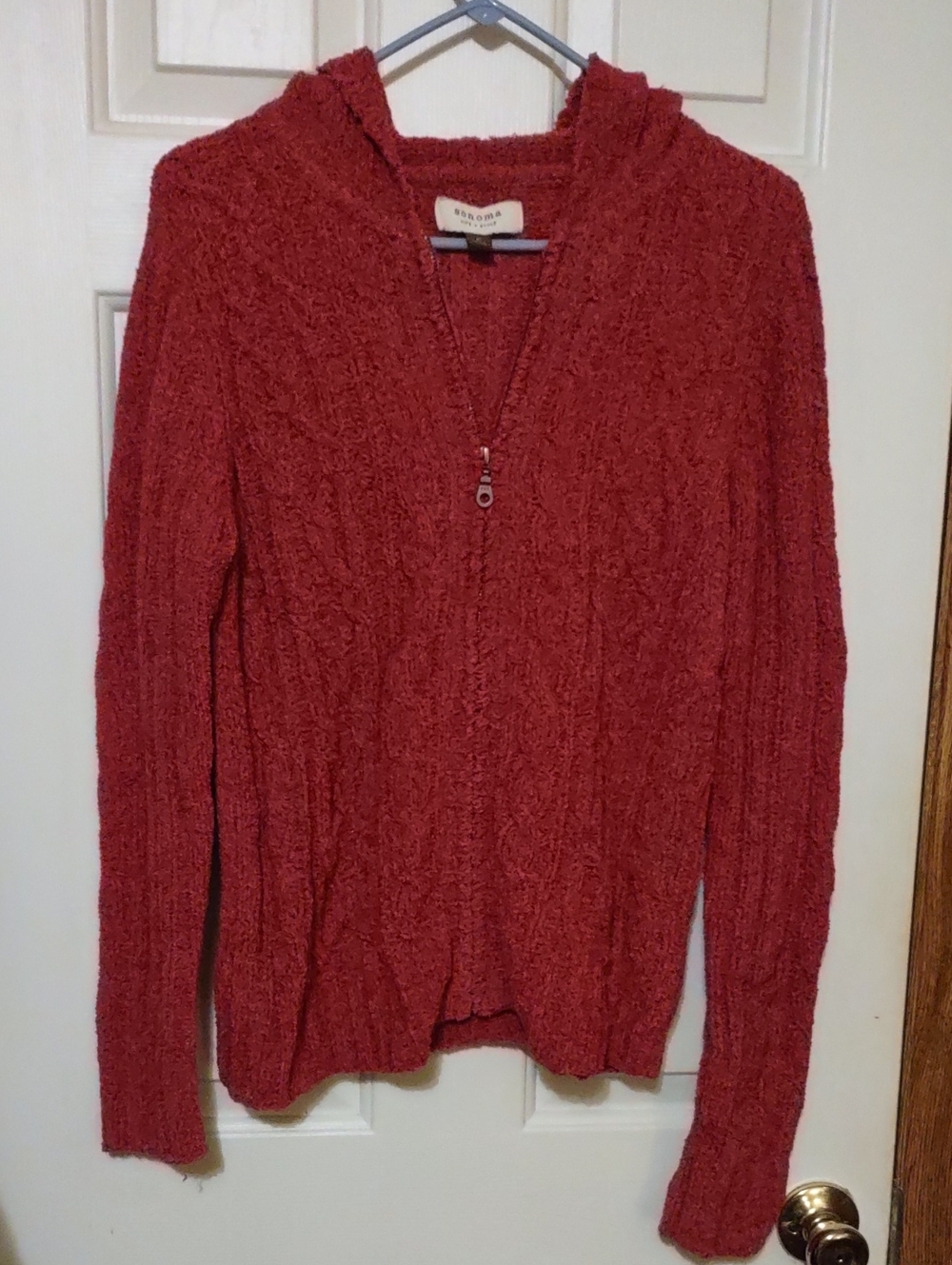 Sonoma Women's Med.Hooded Chenille Cardigan